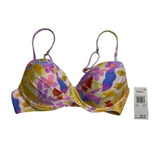 Raisins Printed Underwire Bikini Top Floral Print Push Up Small New